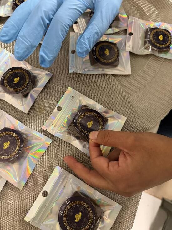 Proceso de empaquetamiento del cuadrante de cacao el-la